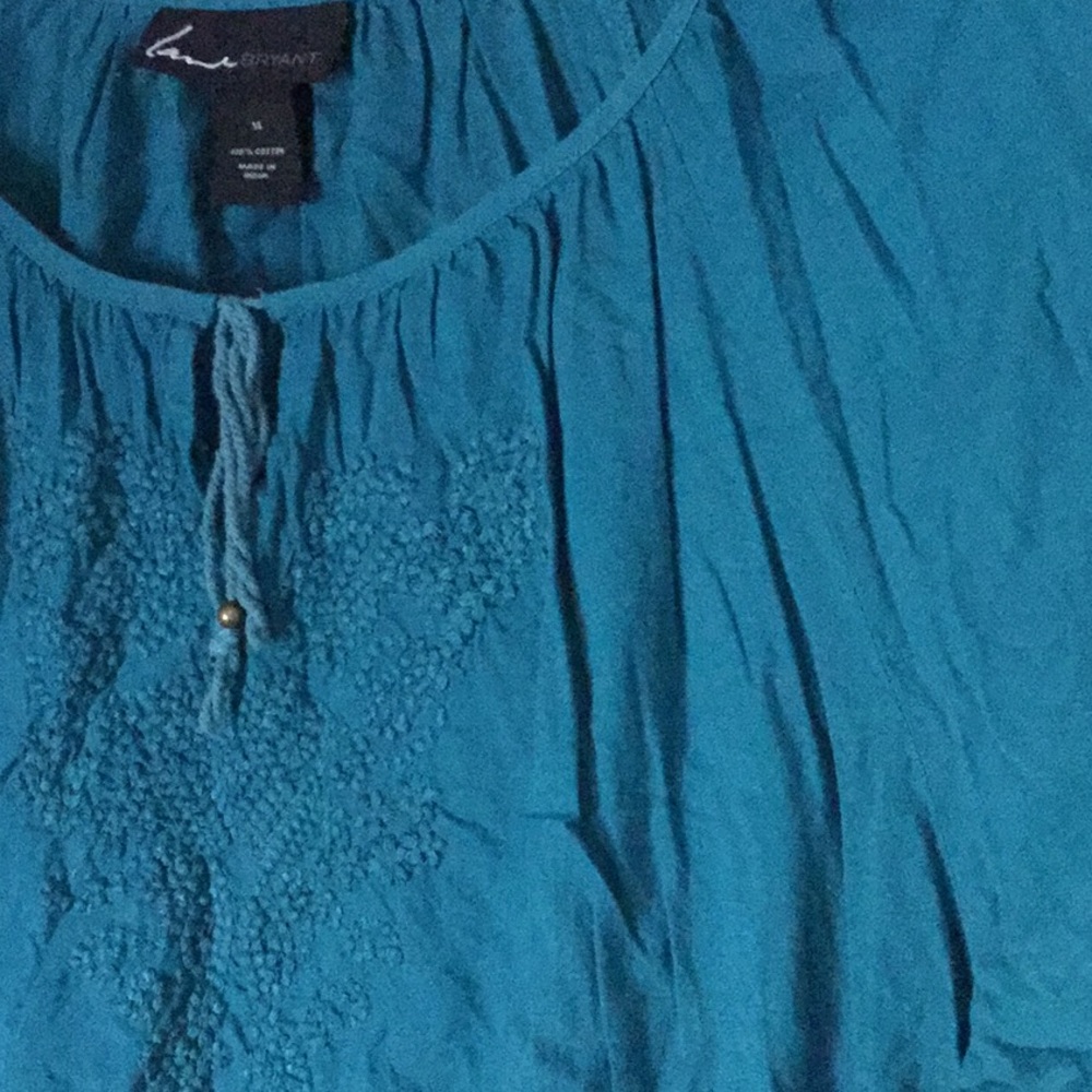 Lane Bryant Teal Embroidered Tunic.      C030